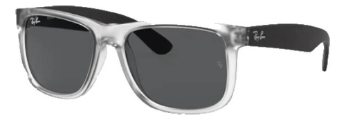 Anteojos De Sol Ray-ban Justin Color Mix Standard Con Marco De Nailon Color Matte Transparent, Lente Grey De Cristal Clásica, Varilla Black De Nailon - Rb4165