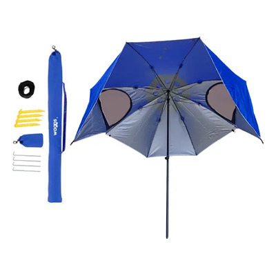 Sombrilla carpa reforzada waggs somb04 playa aluminizada 2.70m color azul | Envío gratis