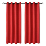 Set Cortinas Hogar 2 Paños 140x220 Cm Diseño Turlipan Color Rojo A9796