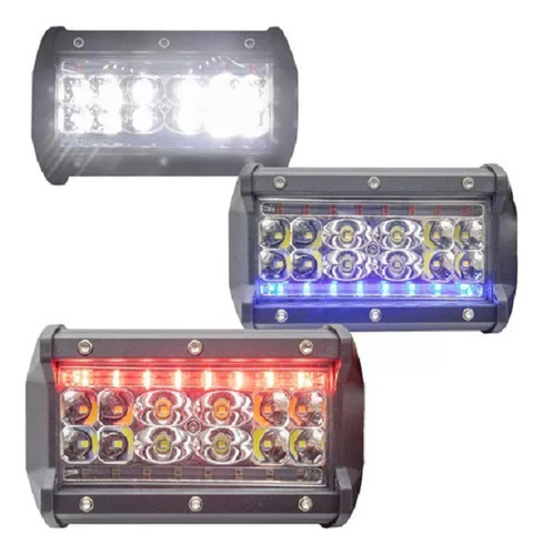 I O L 2 Barra Mini Faro 28 Led Blanco Fija Estrobo Rojo Azul