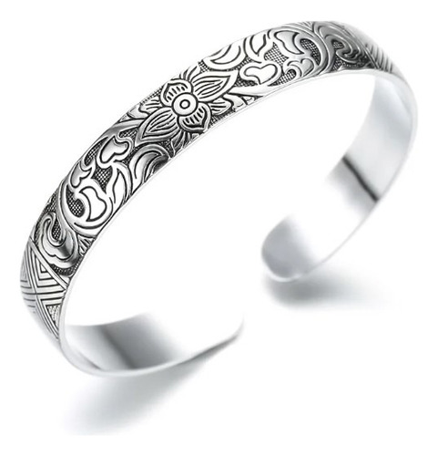 Pulsera De Plata De Ley 925 Para Mujer, Brazalete Grabado