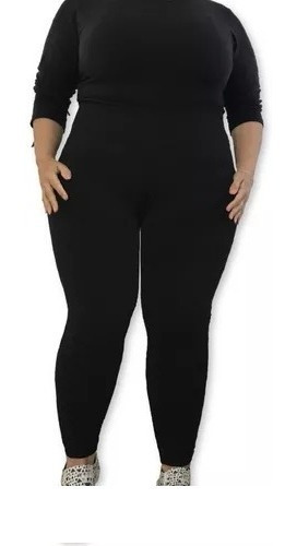 Calça Legging Plus Size Flanelada Forrada Cintura Alta