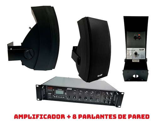 Combo Sonido Ambiental / 8 Parlantes De Pared + Amplificador