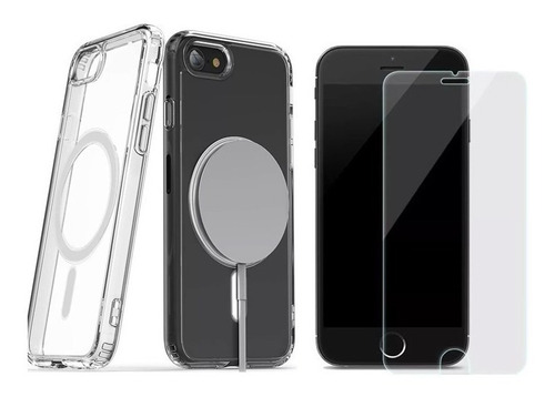 Kit Capa Clear Magnética Para iPhone 8 / Se 2020 + Pelicula