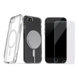 Kit Capa Clear Magnética Para iPhone 8 / Se 2020 + Pelicula