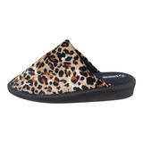 Pantuflas Chinelas Mujer Algodon Leopardo Solanas Art 204