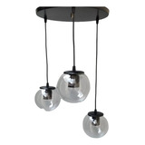 Colgante Techo Negro 3 Luces Globos Vidrio Transparente Ø15