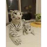 Peluche Tigre Blanco Y Bebé Tigre