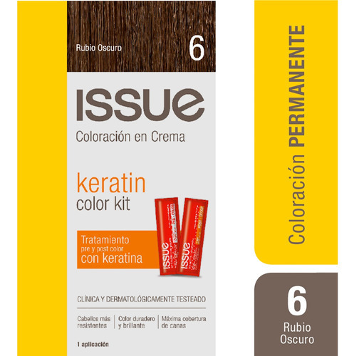  Issue Kit Tintura En Crema Keratin Color Tono 6 Rubio Oscuro