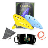 Flauta Ocarina Cerâmica 12 Furos Em C Dó + Caneca Jogo Zelda