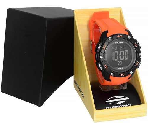 Relogio Mormaii Masculino Digital Mo9671 Laranja Preto 100m