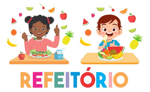 Adesivo Parede Refeitório Escola Aula Lanche Fruta R151 2024