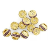 Rondel Morado Chapa De Oro 14k 8mm Bisutería Pulseras 75 Pzs