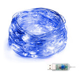 Serie Navideña Usb 100 Focos Led Varios Colores Alambre 12m