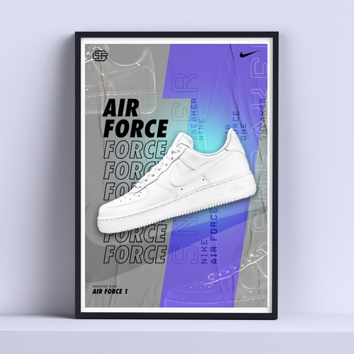 Cuadro Nike Air Force 1 Sneaker Decorativo 30x40 Con Vidrio 