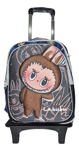 Mochila Escolar Primaria 3d Labubu En Combo Lapicera + Lonchera + Carrito+ Regalo