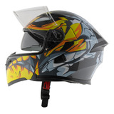 Casco Abatible R7 Racing Unscarred Inflames Ama/bco/grs