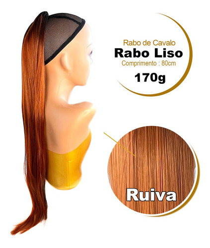 Rabo De Cavalo Bio Fibra Fashion Clasic Liso Longo 80cm