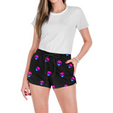 Conjunto Feminino Camiseta Algodão E Short Tactel Coqueiro