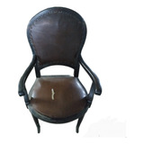 Sillón Antiguo Ideal Para Restaurar Madera Cuero Antiguedad