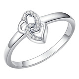 Anillo Plata 925 Con Doble Corazon Nudo Amor Para Mujer Ador