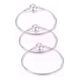 3 Pcs Pulsera Original Plata Incluye Estuche Y Bolsa C