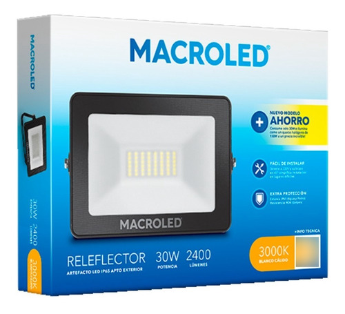 Proyector Reflector Exterior 30w Luz Calida Eco Macroled