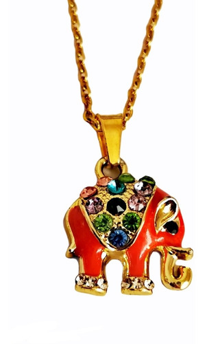 Collar Elefante Con Fina Zirconia + Bolsa Terciopelo Regalo.