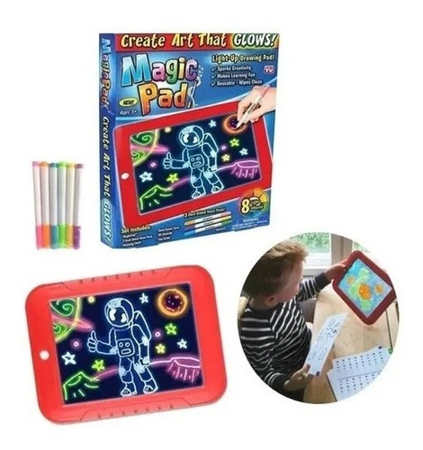 Tableta De Dibujo Magic Pad Tablero Mágico Luz Y Marcadores.