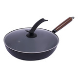 Sartén Wok Hierro 32 Cm Con Tapa,olla Antiadherente