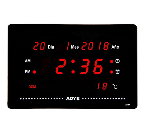 Reloj Digital De Led Pared Escritorio Calendario 23 X 15cm