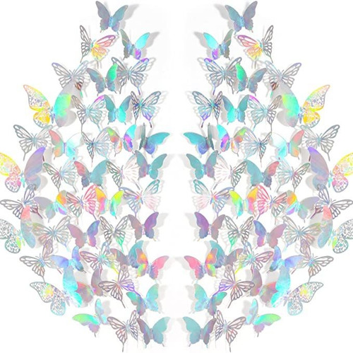 144 Pegatinas De Pared De Mariposa 3d Extraíbles Arcoiris