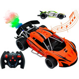 Auto A Radio Control Remoto Efecto Humo Luz Rgb Sonidos Color Naranja Personaje Luces Rbg