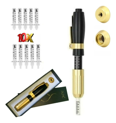 Caneta Pressurizada Press Pen Gold 5ml + Kit 10 Seringas