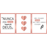 Kit 3 Quadros Nunca Foi Sorte Placas Decorativas Frases