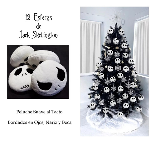 Adornos Halloween O Navidad 12 Esferas Tela Jack Skellington