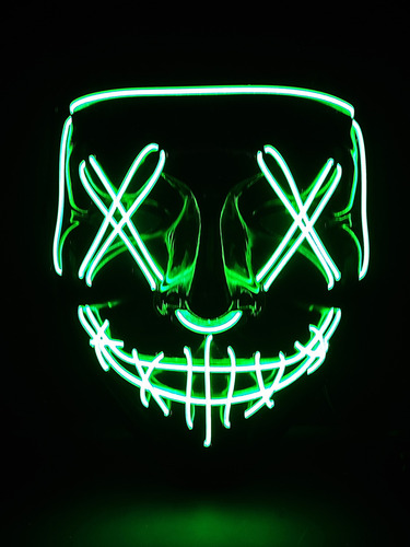 Máscara De Iluminação Led De Rosto Fantasma Halloween Cor Fluorescent Green