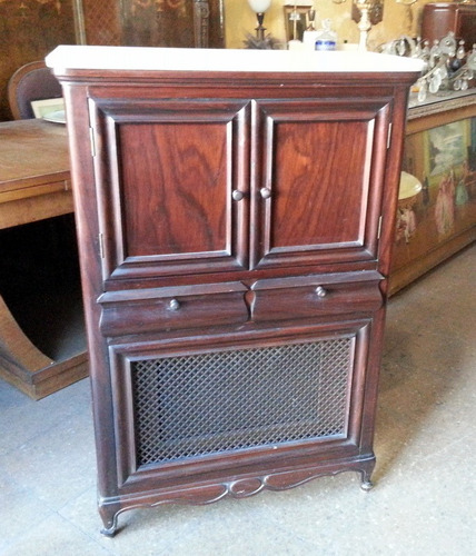 Antiguo Mueble Colonial Biblioteca Radio Grunding Con Marmol