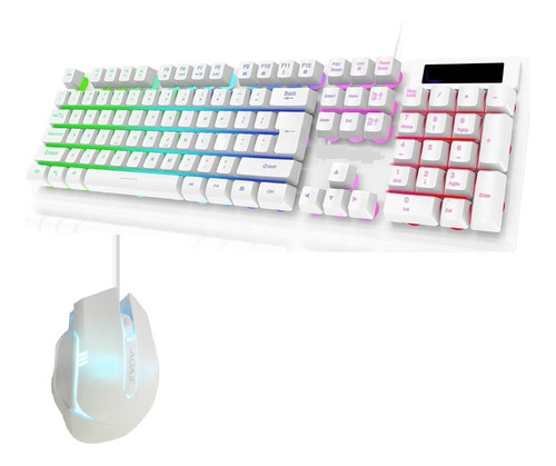 Teclado Gaming Blanco, Mouse Y Pad Mouse Gamer Negro-