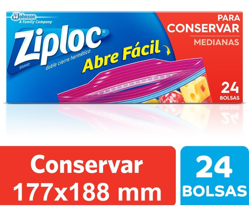 Ziploc Bolsa Conserva Mediana 24 Unidades - 12 Paquetes