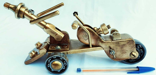 Triciclo Miniatura Montado Peças Bronze E Aço Exclusivo