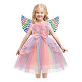 Vestido De Unicornio Arcoíris Princesa Niña Fiesta Cumpleaño