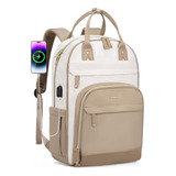 Mochila Para Escuela Con Usb Para Cargador - Beige L