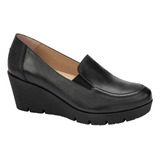 Zapato Confort Cuña  Manet Negro Mujer 9406