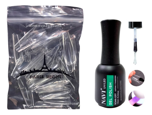 Kit Soft Gel Paris Night X50 Tips, Kapping Gel Navi 10ml 