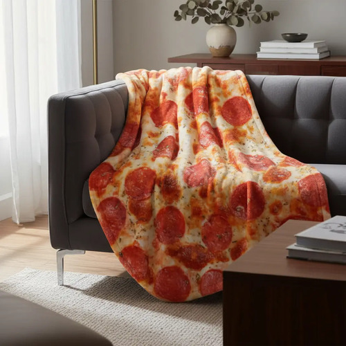 Frazadas Cobija Circular Pizza Ultra Suave Muchos Diseños