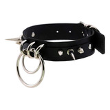 Izasky Gargantilla Collar Punk Rock Gótico Negro Cuero Plata