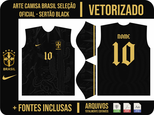 Arte Camisa Brasil Seleção Oficial - Sertão Black