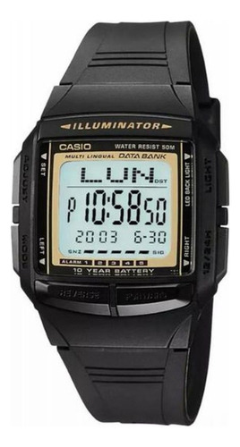 Relógio Vintage Casio Data Bank Masculino Preto Db-36-9avdf Fundo Positivo