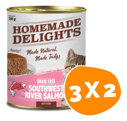 Lata Homemade Delights Gatito Salmon 340g Pack 3 Unidades